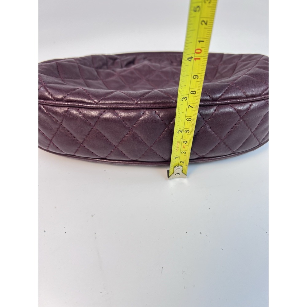 Vintage Jay Herbert New York Quilted Leather Kiss Lock Chain Crossbody Bag Plum - Picture 10 of 10